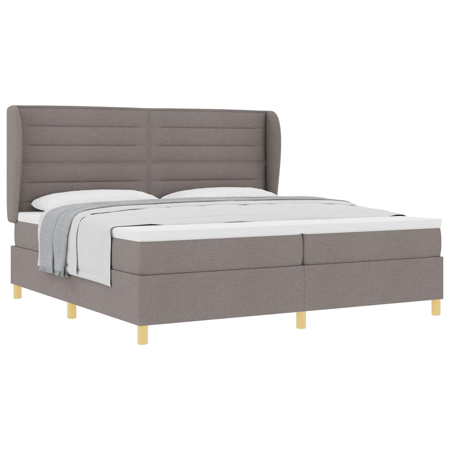 Boxspringbed met matras met hoofdeinde Taupe 200 x 200 cm Stof is nu te koop bij PeponiXL, paradijselijk wonen!