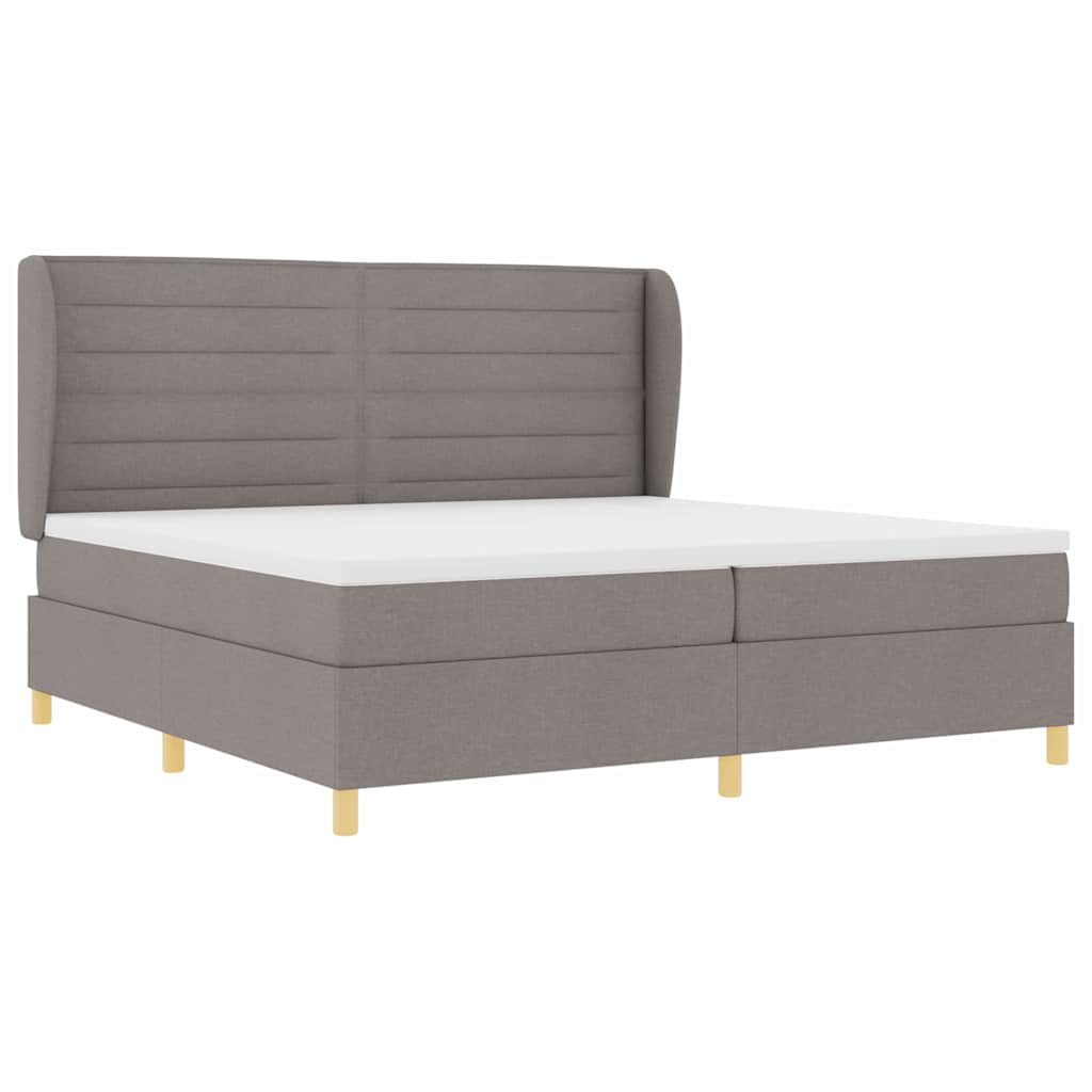 Boxspringbed met matras met hoofdeinde Taupe 200 x 200 cm Stof is nu te koop bij PeponiXL, paradijselijk wonen!