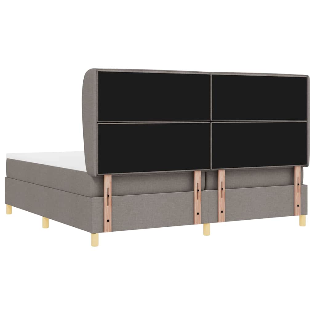 Boxspringbed met matras met hoofdeinde Taupe 200 x 200 cm Stof is nu te koop bij PeponiXL, paradijselijk wonen!