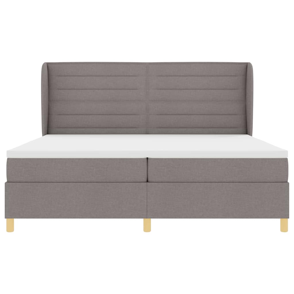 Boxspringbed met matras met hoofdeinde Taupe 200 x 200 cm Stof is nu te koop bij PeponiXL, paradijselijk wonen!