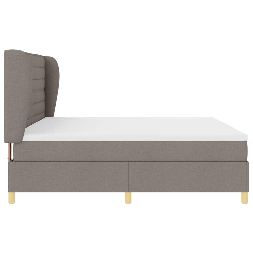 Boxspringbed met matras met hoofdeinde Taupe 200 x 200 cm Stof is nu te koop bij PeponiXL, paradijselijk wonen!
