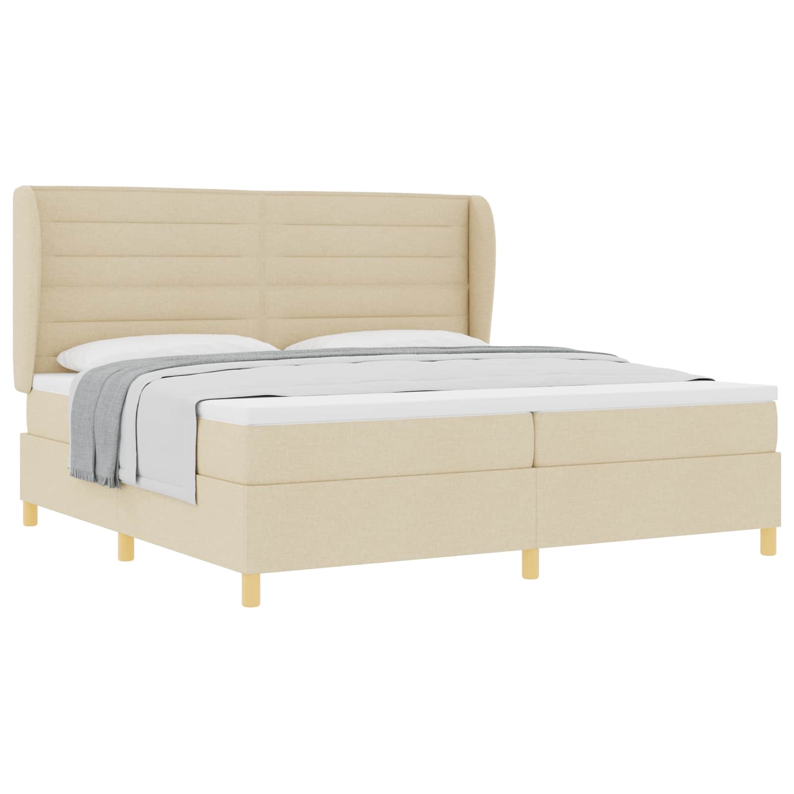 Boxspringbed met Matras Donkergrijs 90x190 cm Crème Stof is nu te koop bij PeponiXL, paradijselijk wonen!