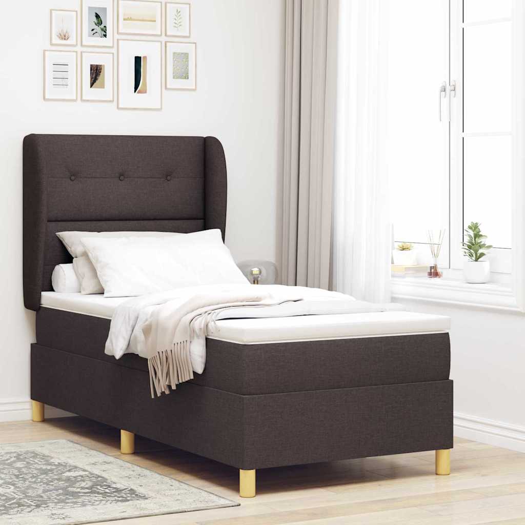 Boxspringbed met matras Donkerbruin 200 x 80 cm Stof is nu te koop bij PeponiXL, paradijselijk wonen!