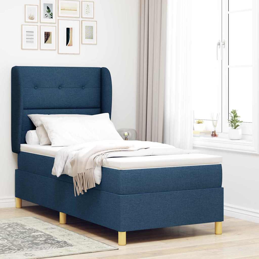 Boxspringbed met matras met hoofdeinde Blauw 200 x 80 cm Stof is nu te koop bij PeponiXL, paradijselijk wonen!
