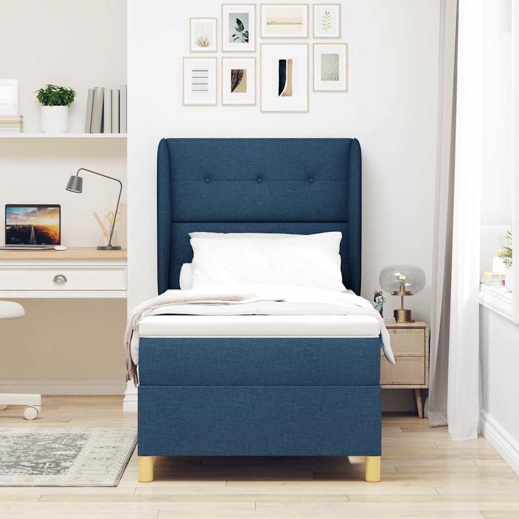 Boxspringbed met matras met hoofdeinde Blauw 200 x 80 cm Stof is nu te koop bij PeponiXL, paradijselijk wonen!