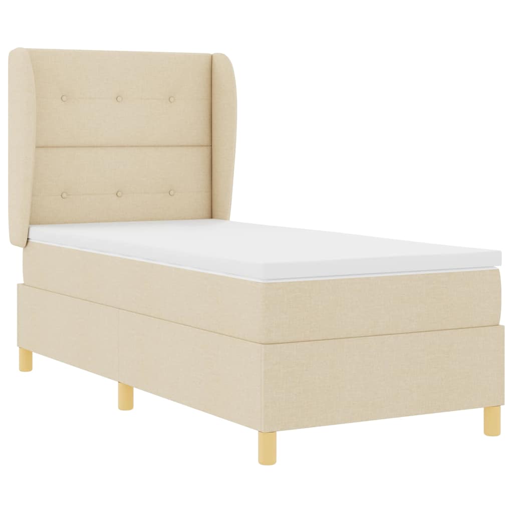 Boxspringbed met matras met hoofdeinde Crème 190 x 90 cm Stof is nu te koop bij PeponiXL, paradijselijk wonen!