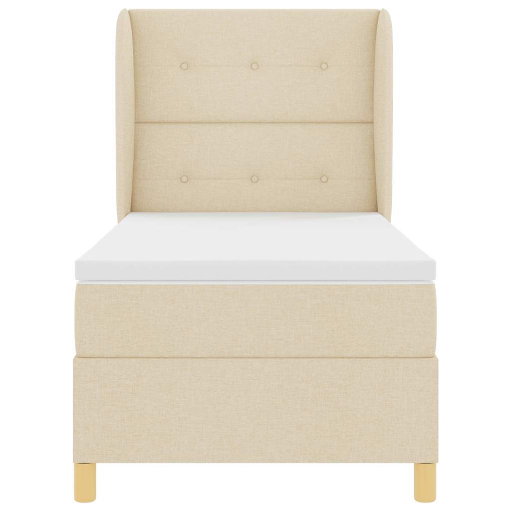 Boxspringbed met matras met hoofdeinde Crème 190 x 90 cm Stof is nu te koop bij PeponiXL, paradijselijk wonen!