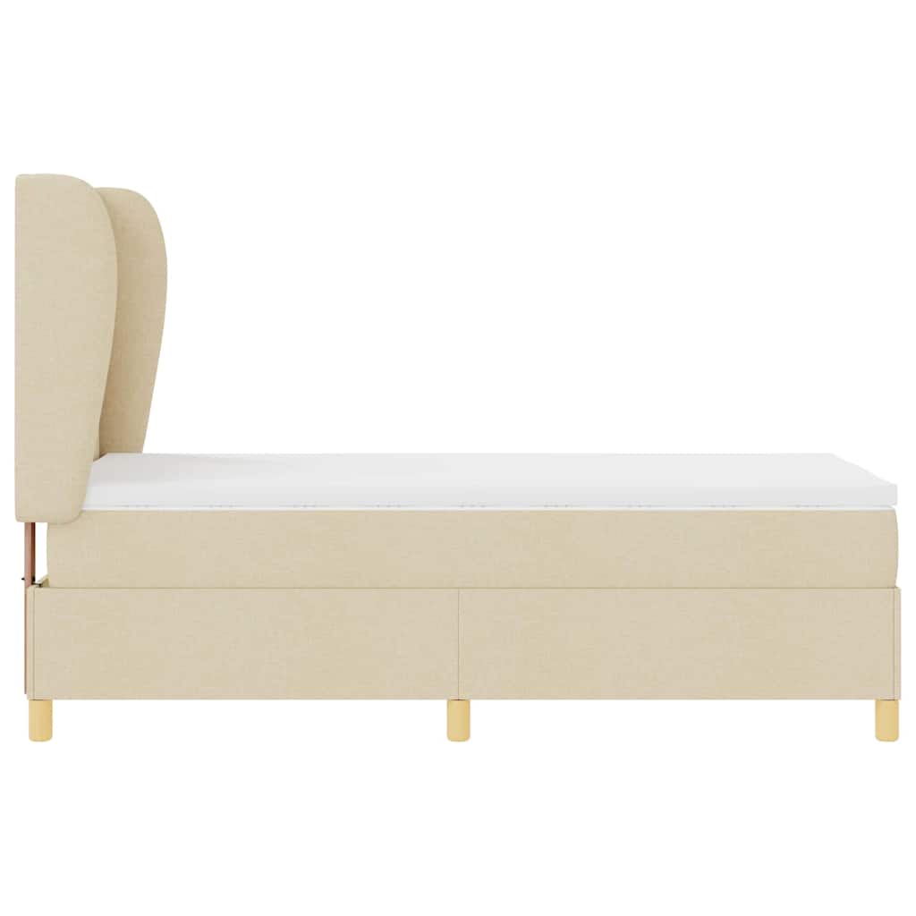 Boxspringbed met matras met hoofdeinde Crème 190 x 90 cm Stof is nu te koop bij PeponiXL, paradijselijk wonen!