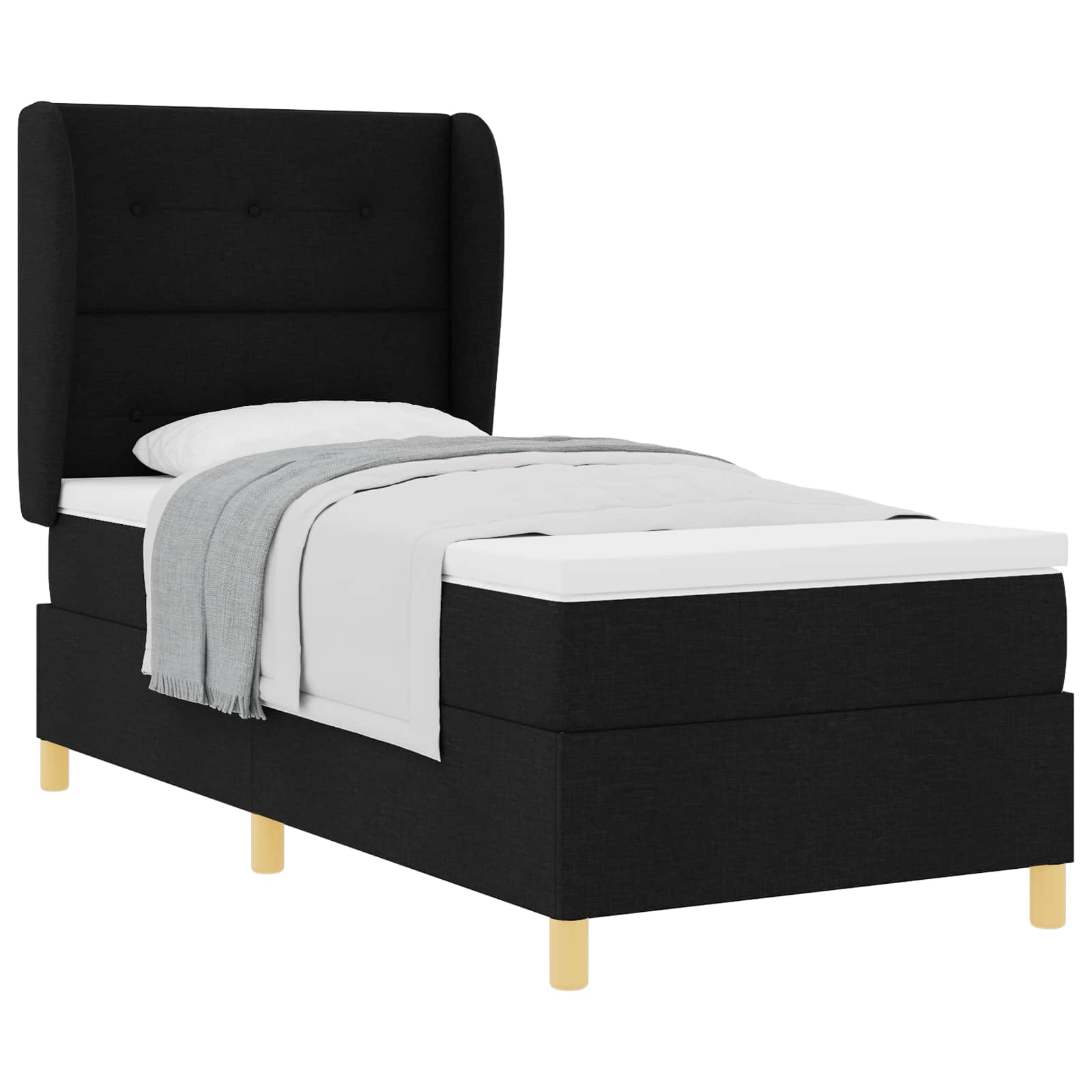 Boxspringbed met matras met hoofdeinde Zwart 200 x 90 cm Stof is nu te koop bij PeponiXL, paradijselijk wonen!