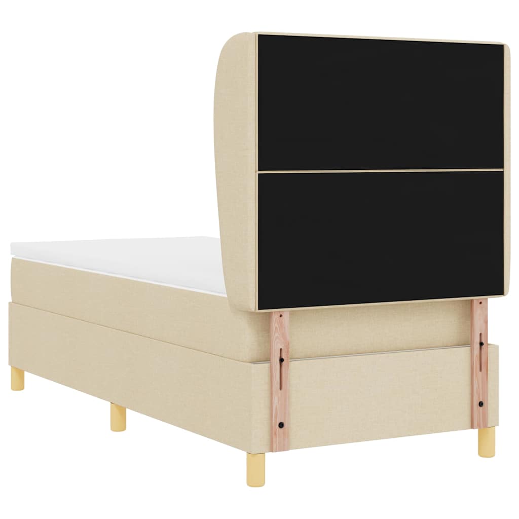 Boxspringbed met matras met hoofdeinde Crème 200 x 100 cm Stof is nu te koop bij PeponiXL, paradijselijk wonen!