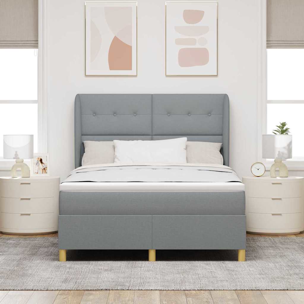 Boxspringbed met matras Lichtgrijs 190 x 140 cm Stof is nu te koop bij PeponiXL, paradijselijk wonen!