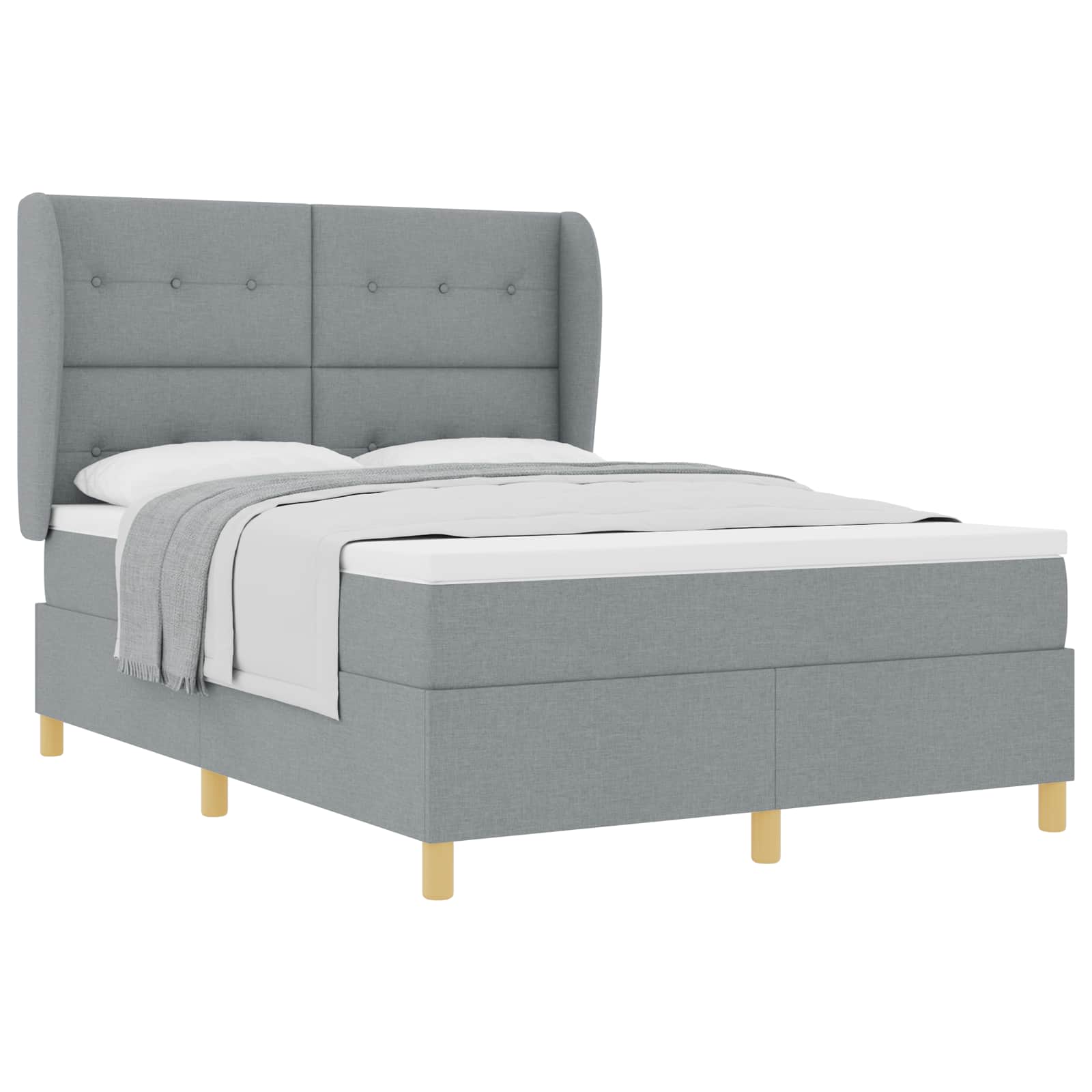 Boxspringbed met matras Lichtgrijs 190 x 140 cm Stof is nu te koop bij PeponiXL, paradijselijk wonen!