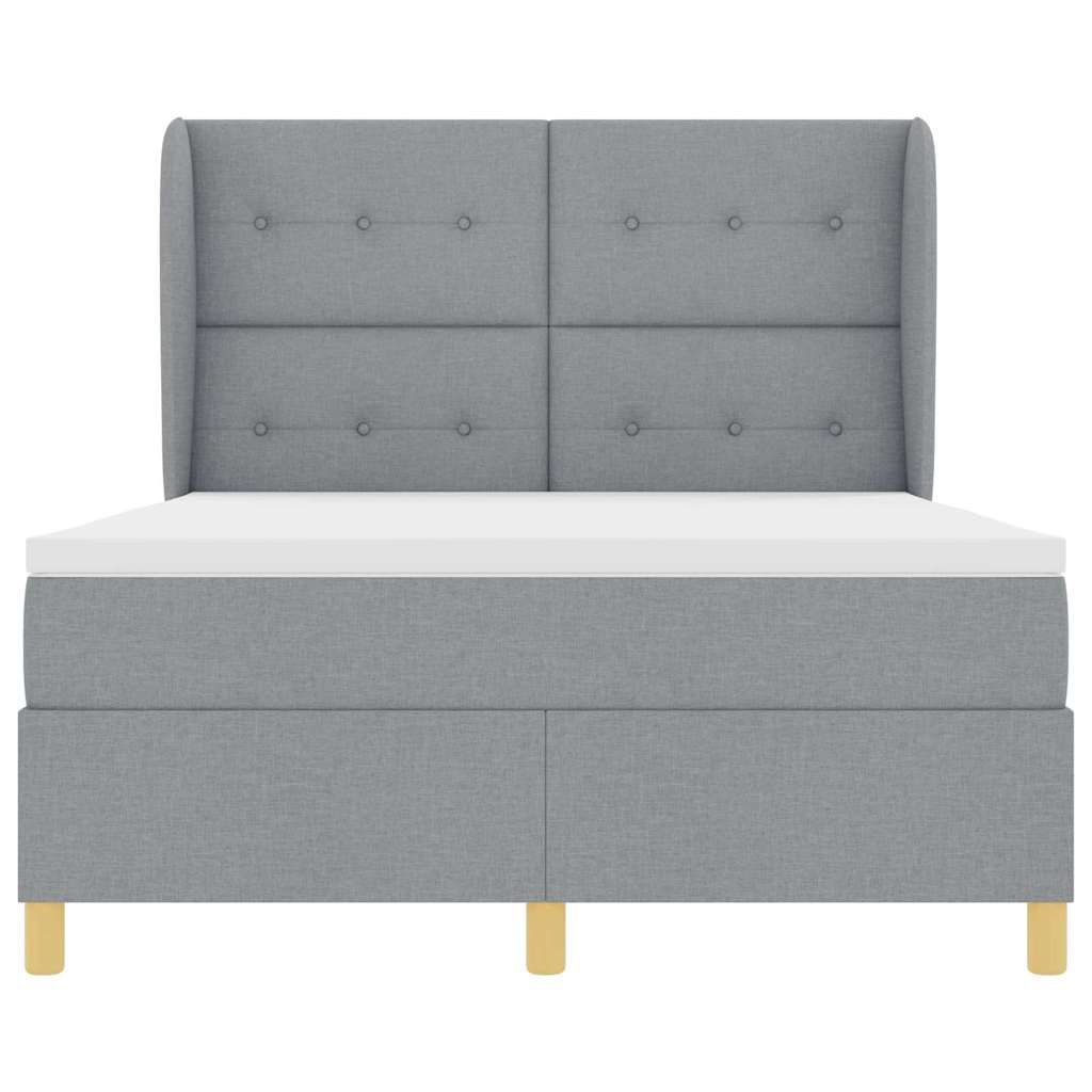 Boxspringbed met matras Lichtgrijs 190 x 140 cm Stof is nu te koop bij PeponiXL, paradijselijk wonen!