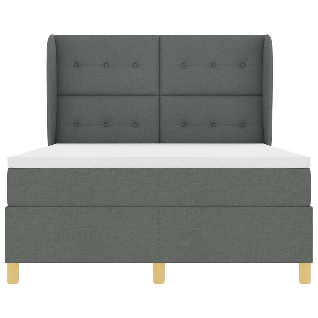 Boxspringbed met matras Donkergrijs 190 x 140 cm Stof is nu te koop bij PeponiXL, paradijselijk wonen!