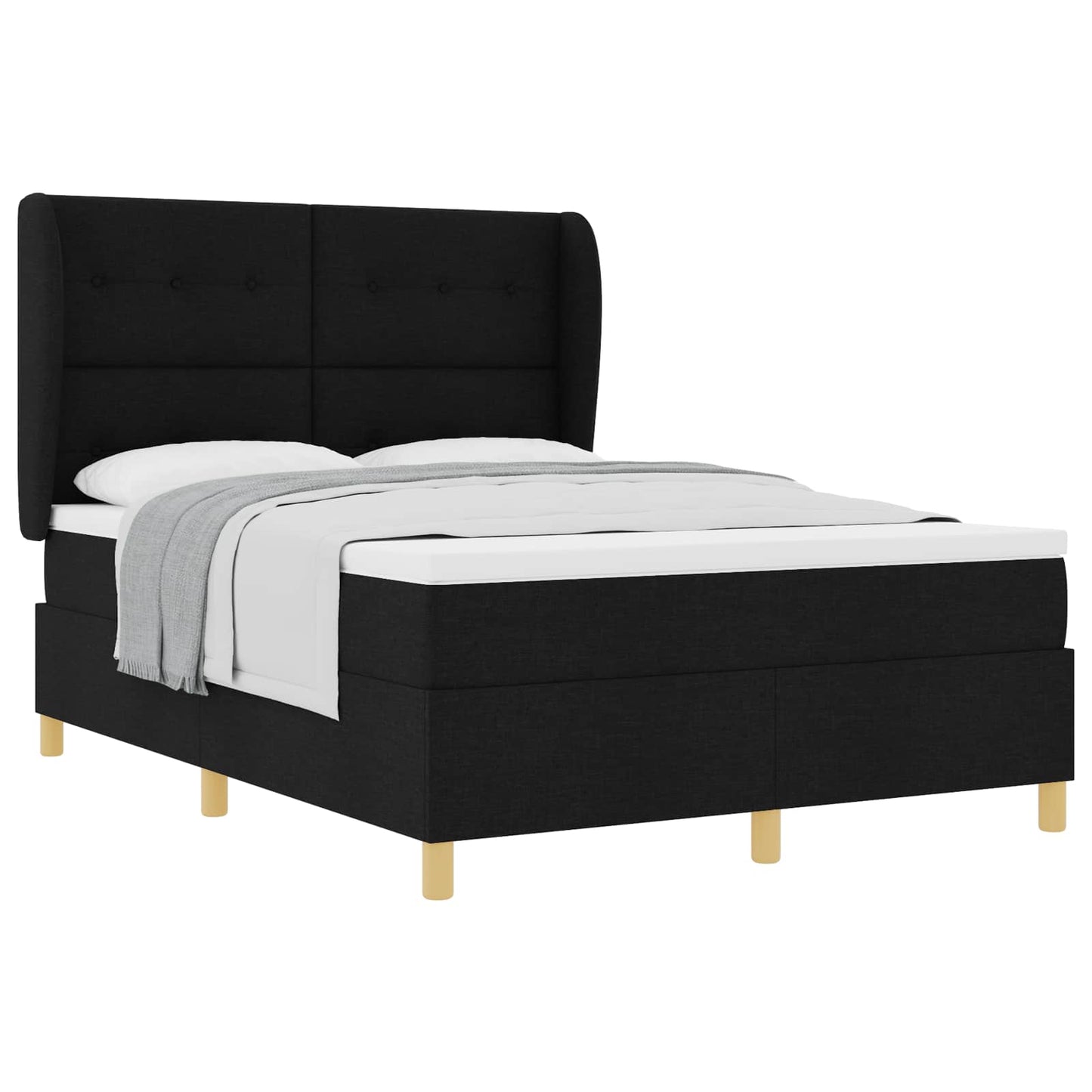 Boxspringbed met matras met hoofdeinde Zwart 190 x 140 cm Stof is nu te koop bij PeponiXL, paradijselijk wonen!