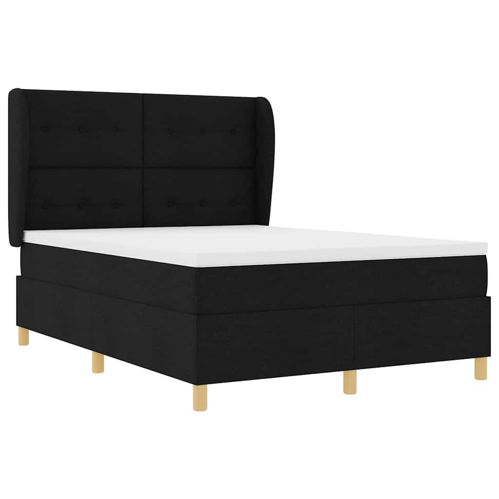 Boxspringbed met matras met hoofdeinde Zwart 190 x 140 cm Stof is nu te koop bij PeponiXL, paradijselijk wonen!
