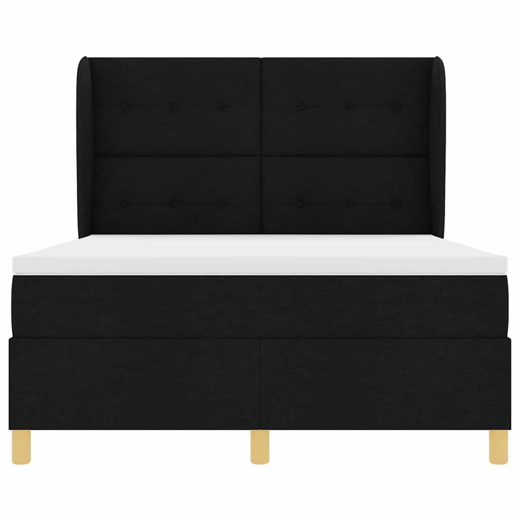 Boxspringbed met matras met hoofdeinde Zwart 190 x 140 cm Stof is nu te koop bij PeponiXL, paradijselijk wonen!
