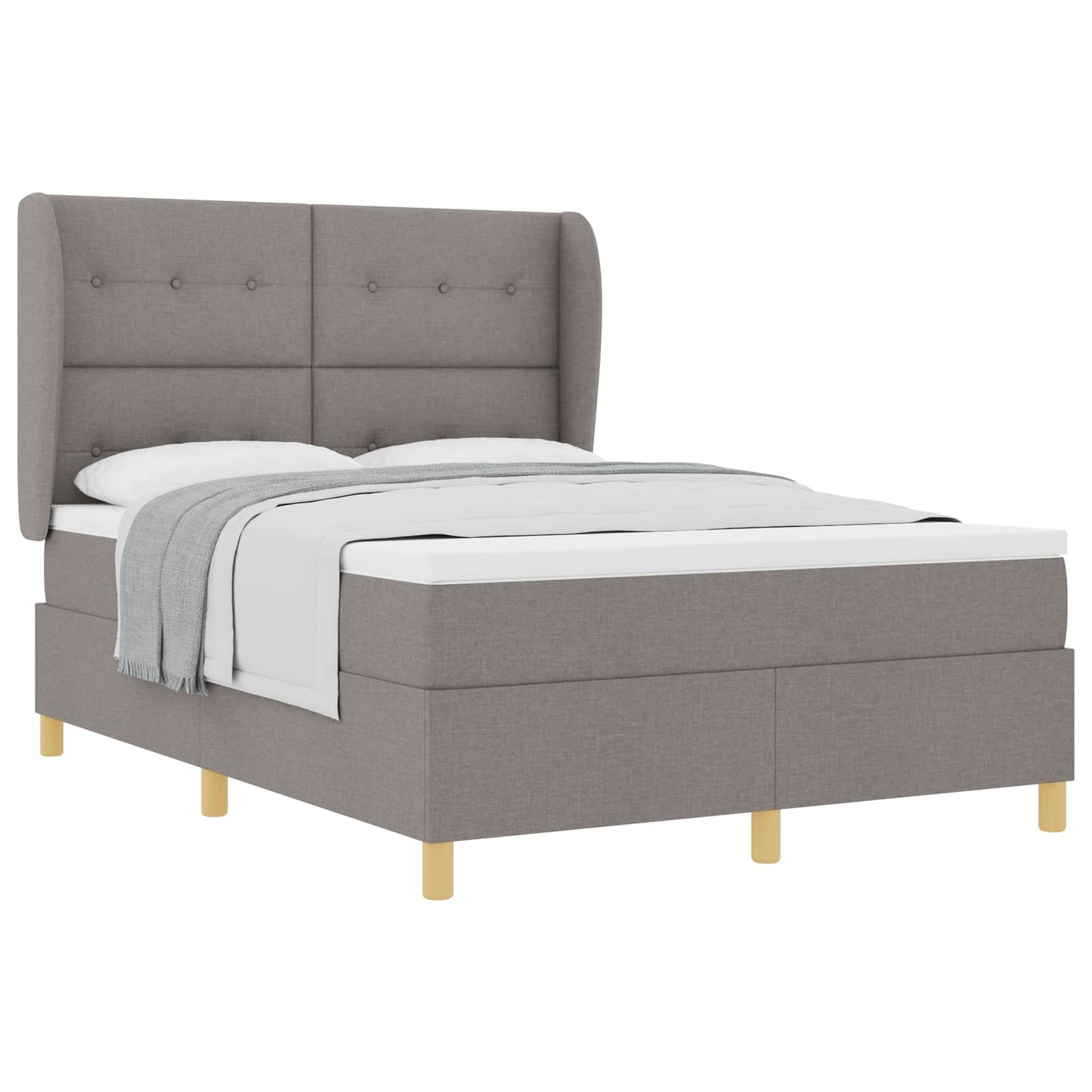Boxspringbed met matras met hoofdeinde Taupe 190 x 140 cm Stof is nu te koop bij PeponiXL, paradijselijk wonen!