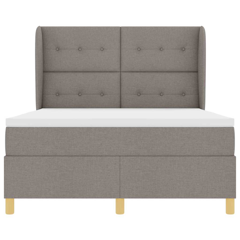Boxspringbed met matras met hoofdeinde Taupe 190 x 140 cm Stof is nu te koop bij PeponiXL, paradijselijk wonen!