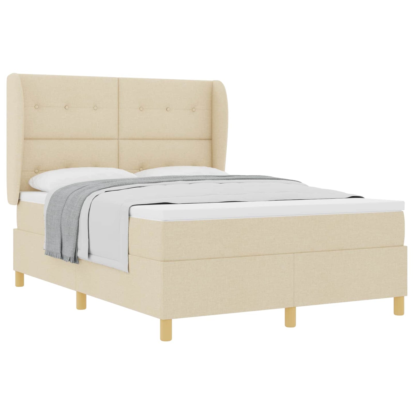 Boxspringbed met hoofdeinde Crème 190 x 140 cm Stof
