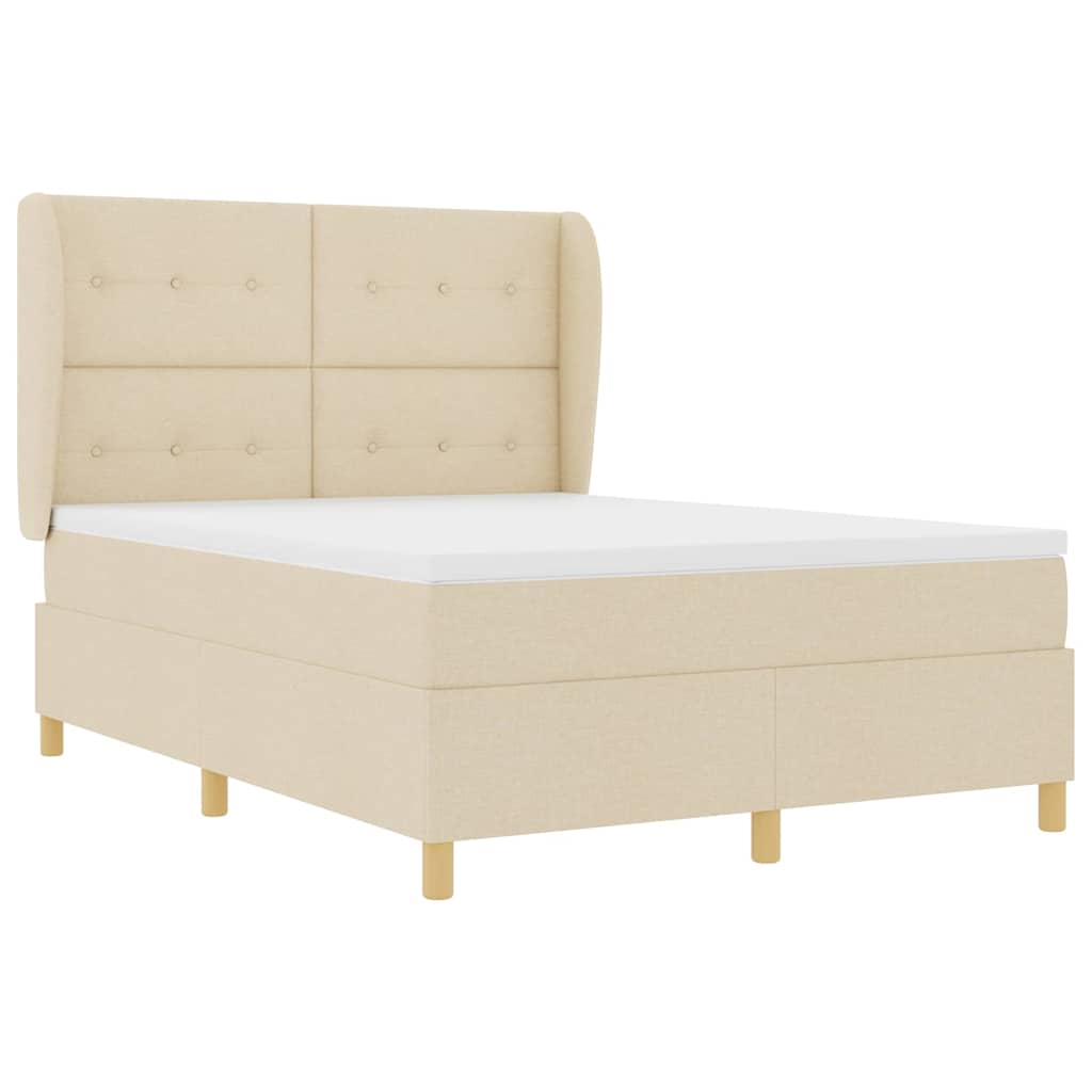 Boxspringbed met hoofdeinde Crème 190 x 140 cm Stof