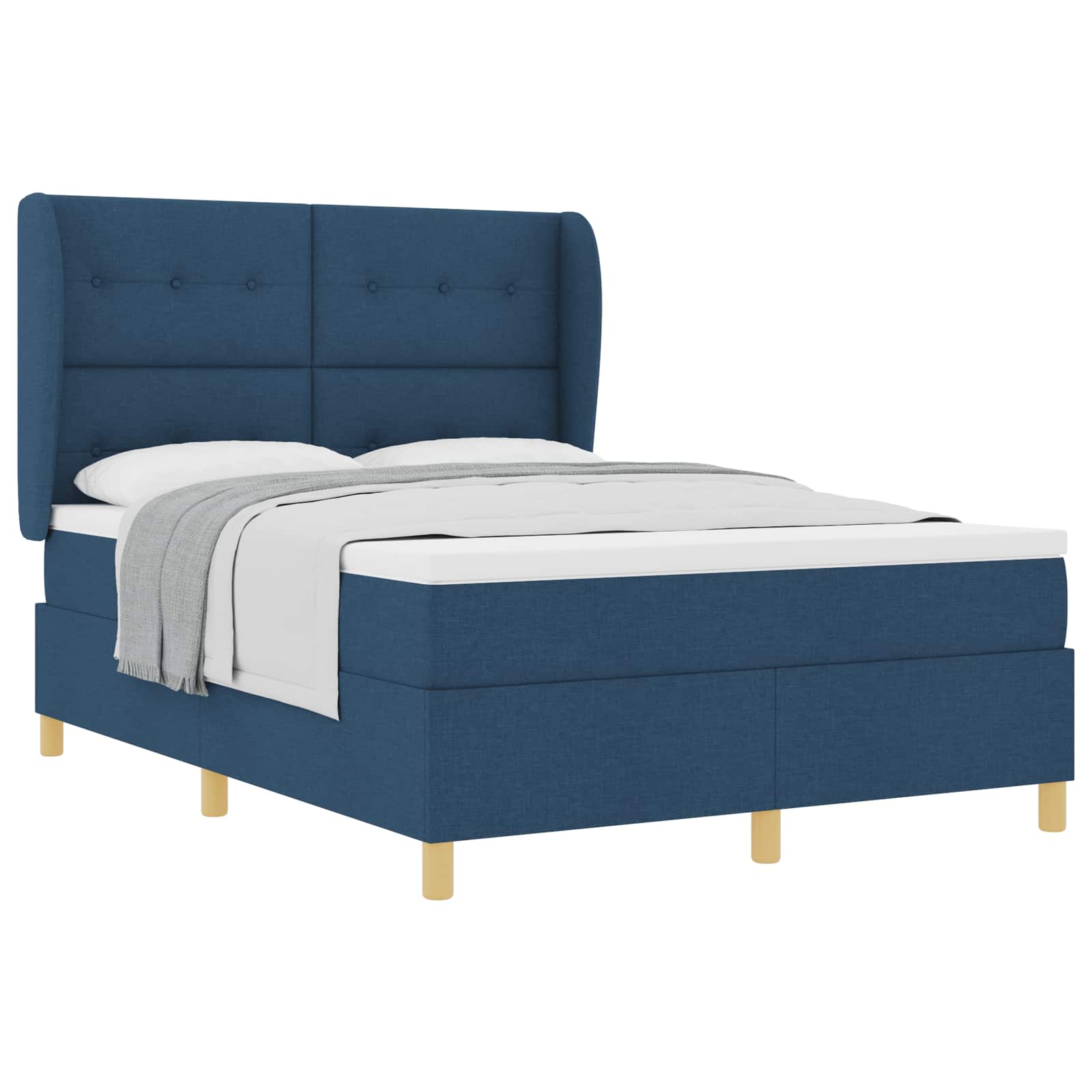 Boxspringbed met matras met hoofdeinde Blauw 190 x 140 cm Stof is nu te koop bij PeponiXL, paradijselijk wonen!