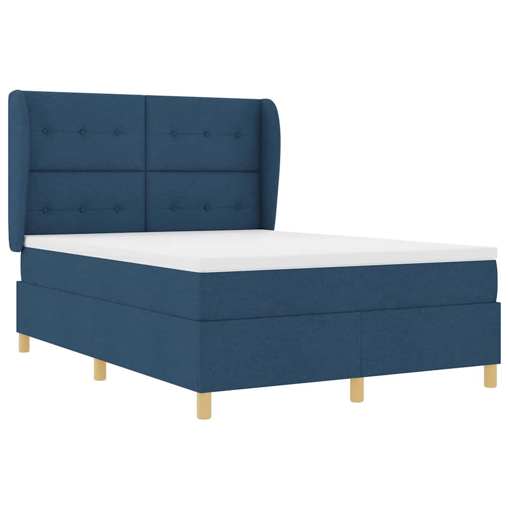 Boxspringbed met matras met hoofdeinde Blauw 190 x 140 cm Stof is nu te koop bij PeponiXL, paradijselijk wonen!