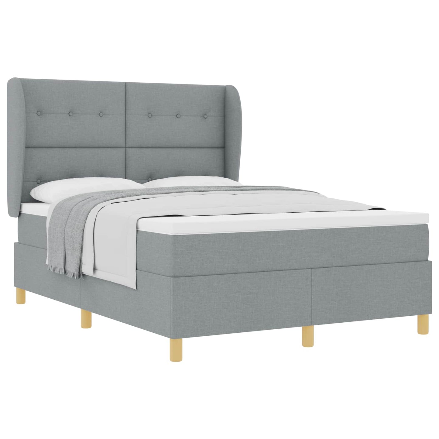 Boxspringbed met matras Lichtgrijs 200 x 140 cm Stof is nu te koop bij PeponiXL, paradijselijk wonen!