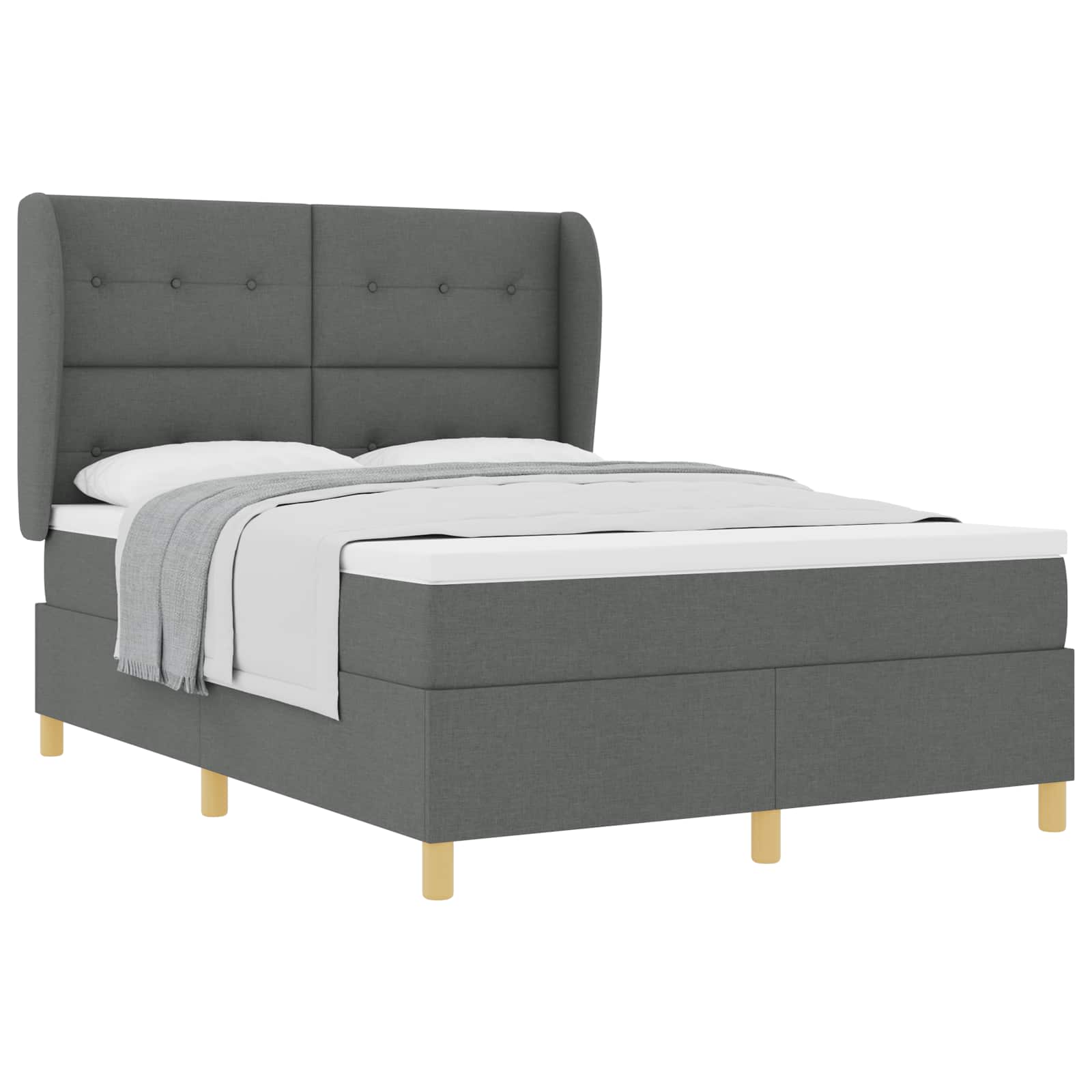 Boxspringbed met matras Donkergrijs 200 x 140 cm Stof is nu te koop bij PeponiXL, paradijselijk wonen!