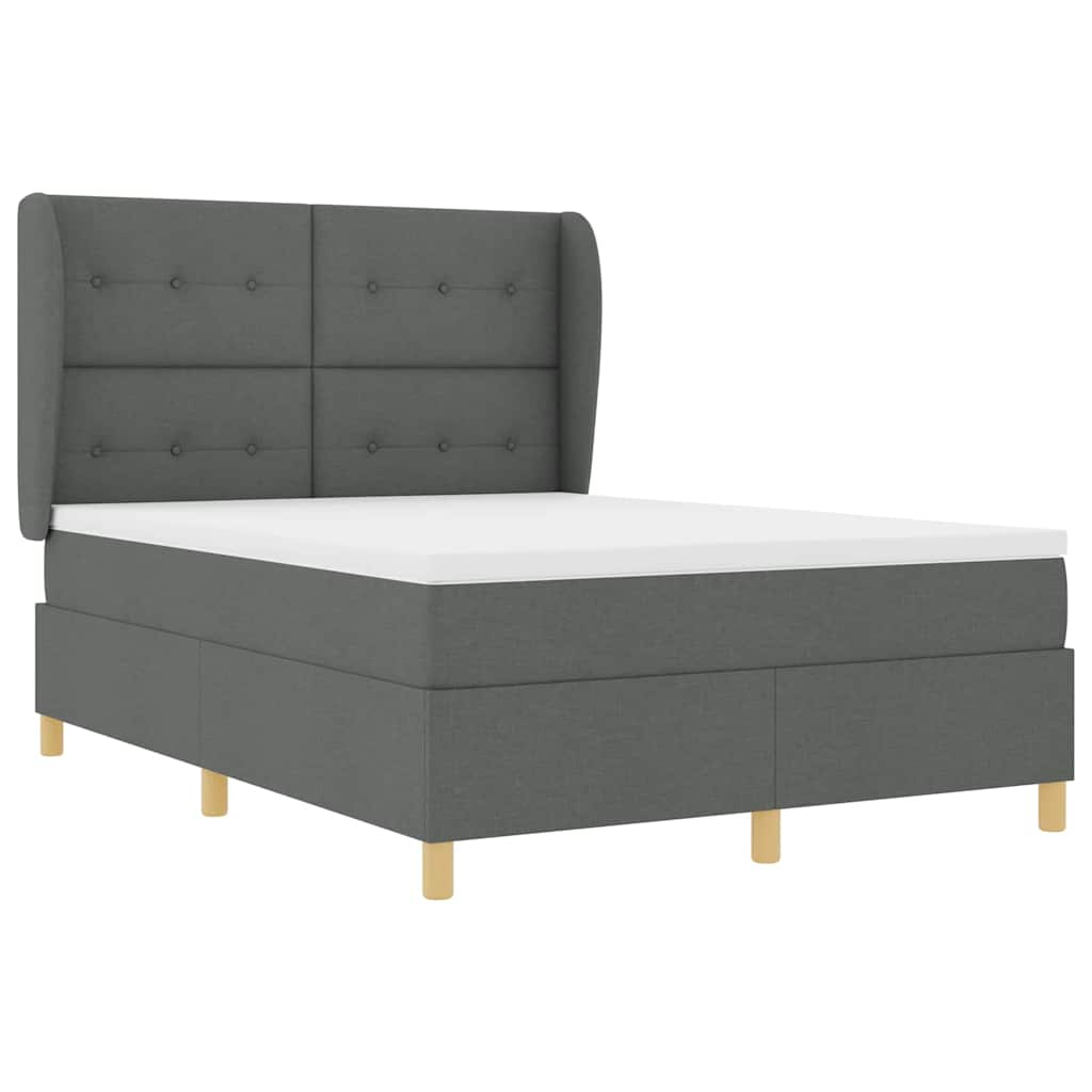 Boxspringbed met matras Donkergrijs 200 x 140 cm Stof is nu te koop bij PeponiXL, paradijselijk wonen!