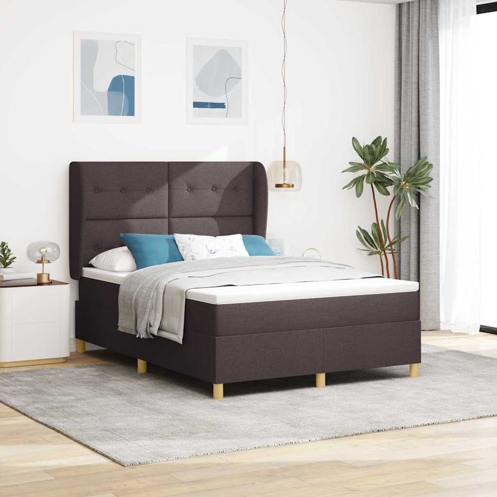Boxspringbed met matras Donkerbruin 200 x 140 cm Stof is nu te koop bij PeponiXL, paradijselijk wonen!