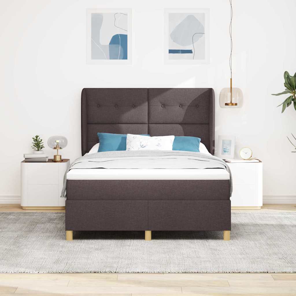 Boxspringbed met matras Donkerbruin 200 x 140 cm Stof is nu te koop bij PeponiXL, paradijselijk wonen!