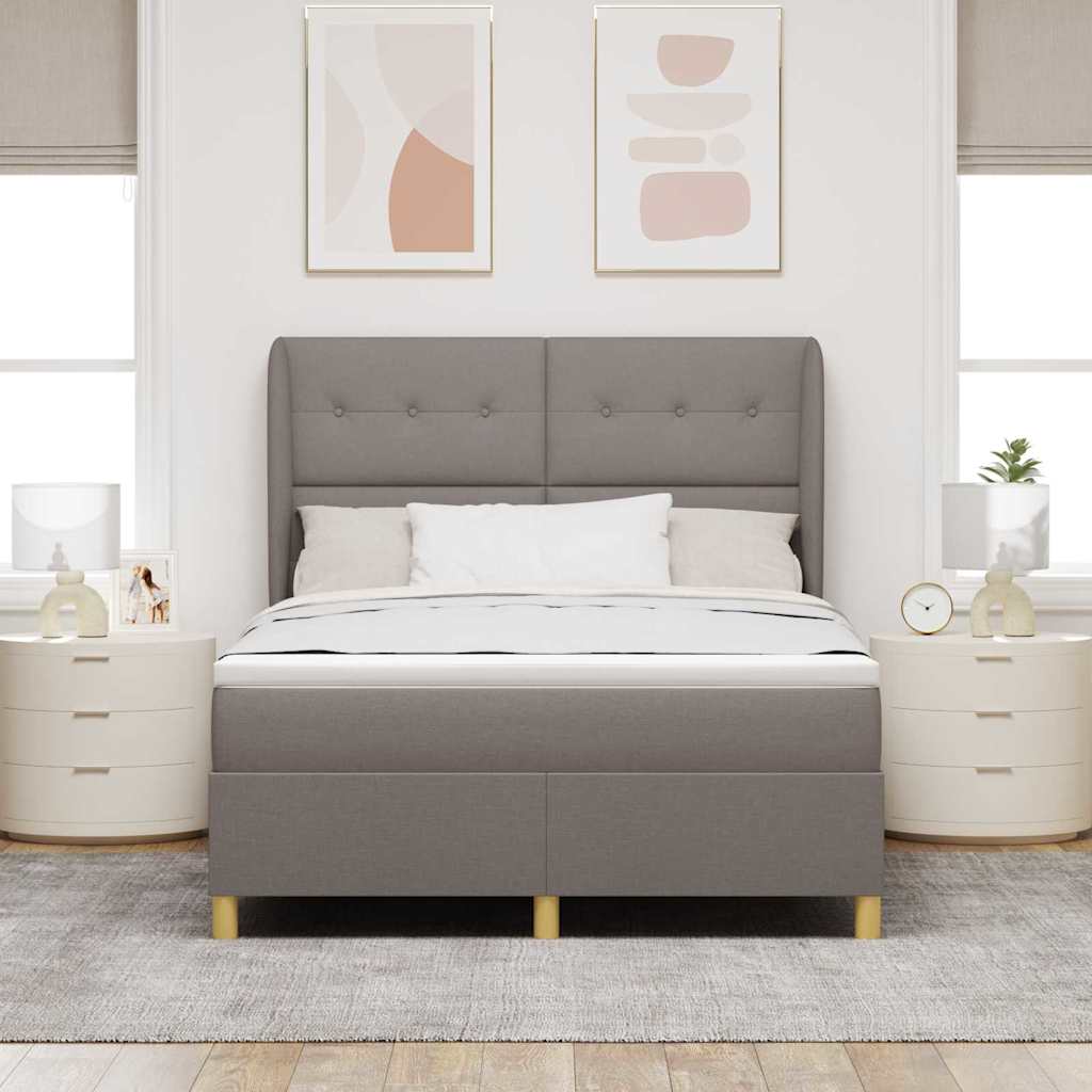 Boxspringbed met matras met hoofdeinde Taupe 200 x 140 cm Stof is nu te koop bij PeponiXL, paradijselijk wonen!