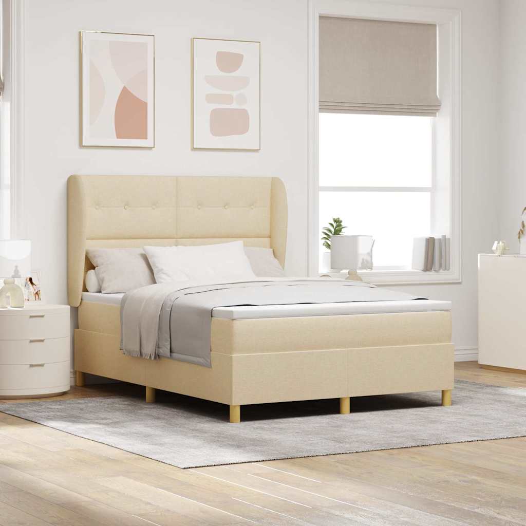 Boxspringbed met hoofdeinde Crème 200 x 140 cm Stof