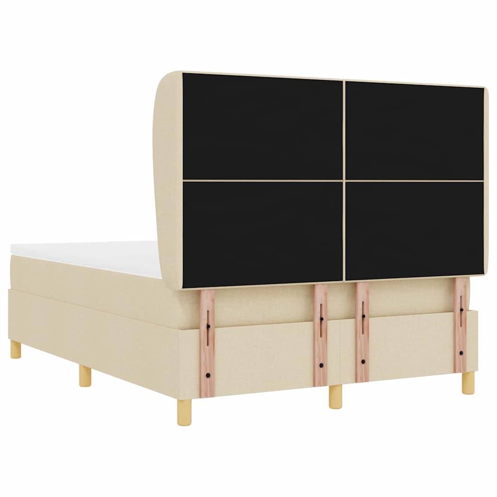 Boxspringbed met matras met hoofdeinde Crème 200 x 160 cm Stof is nu te koop bij PeponiXL, paradijselijk wonen!