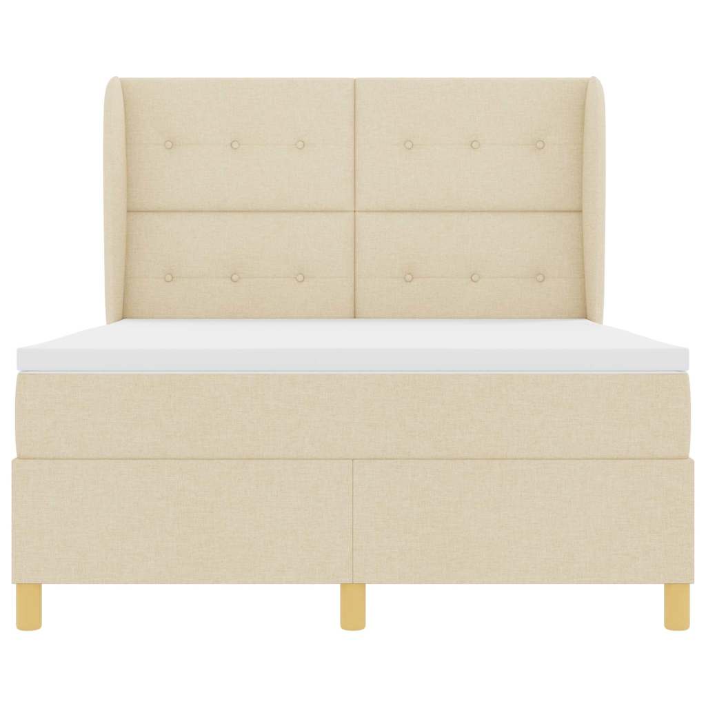 Boxspringbed met matras met hoofdeinde Crème 200 x 160 cm Stof is nu te koop bij PeponiXL, paradijselijk wonen!