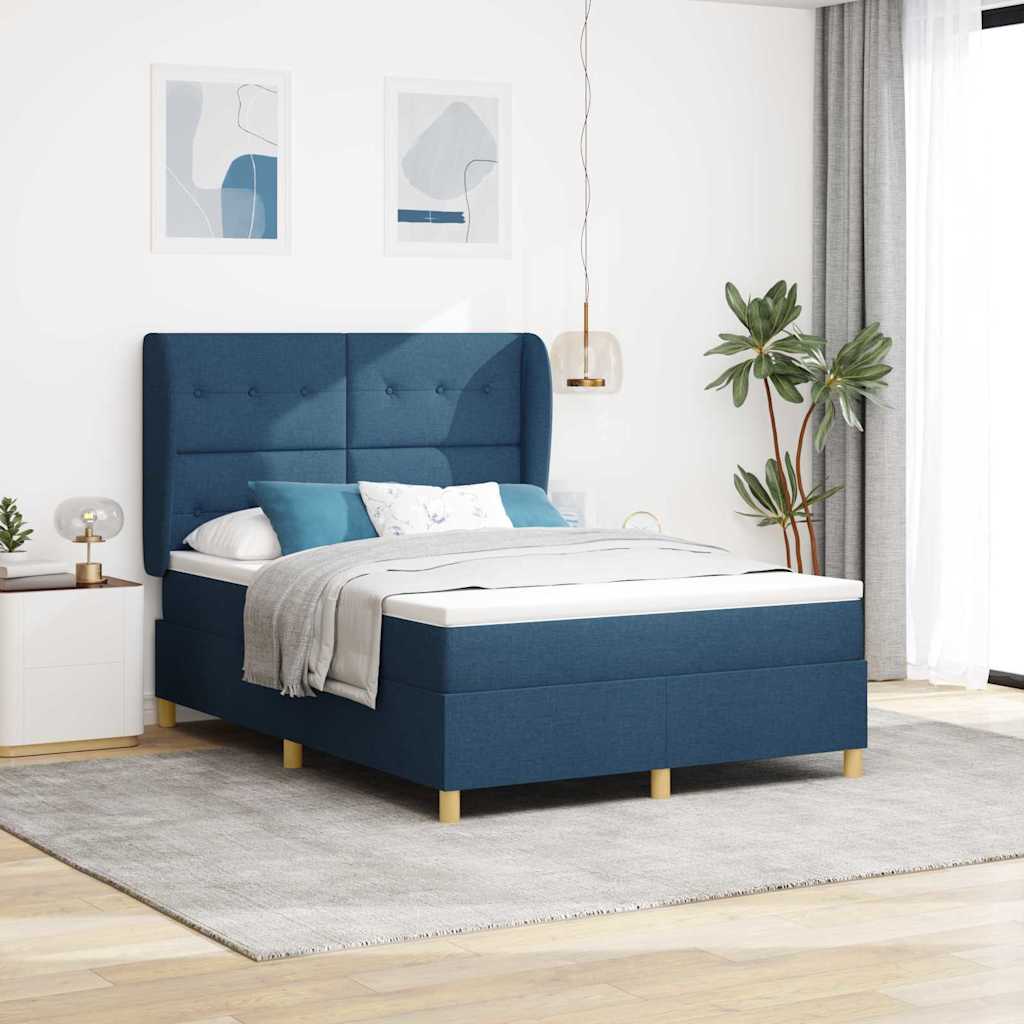 Boxspringbed met matras met hoofdeinde Blauw 200 x 160 cm Stof is nu te koop bij PeponiXL, paradijselijk wonen!