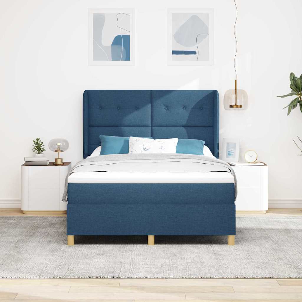 Boxspringbed met matras met hoofdeinde Blauw 200 x 160 cm Stof is nu te koop bij PeponiXL, paradijselijk wonen!