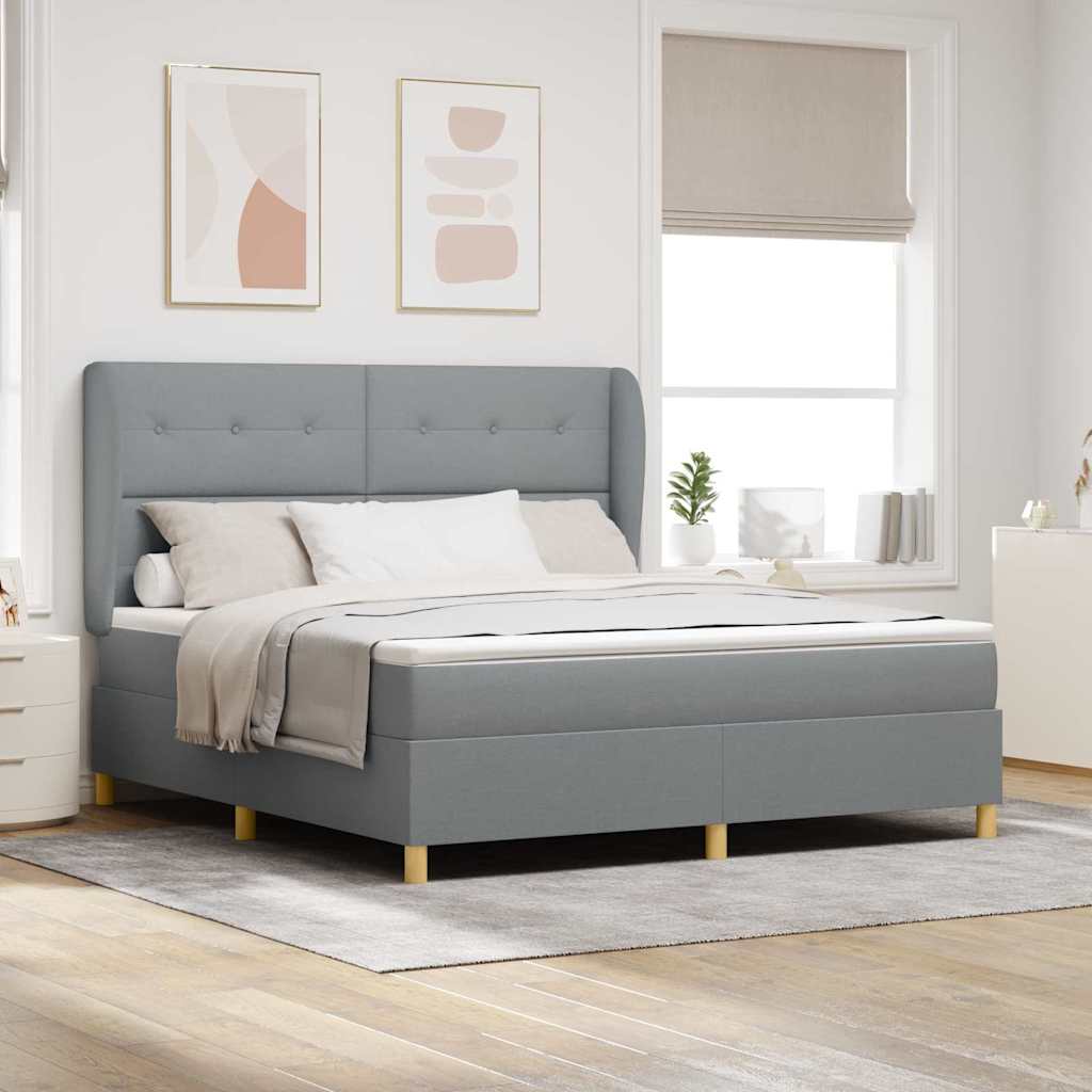 Boxspringbed met matras Lichtgrijs 200 x 180 cm Stof is nu te koop bij PeponiXL, paradijselijk wonen!