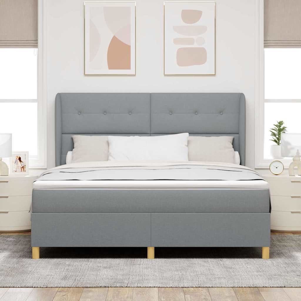 Boxspringbed met matras Lichtgrijs 200 x 180 cm Stof is nu te koop bij PeponiXL, paradijselijk wonen!