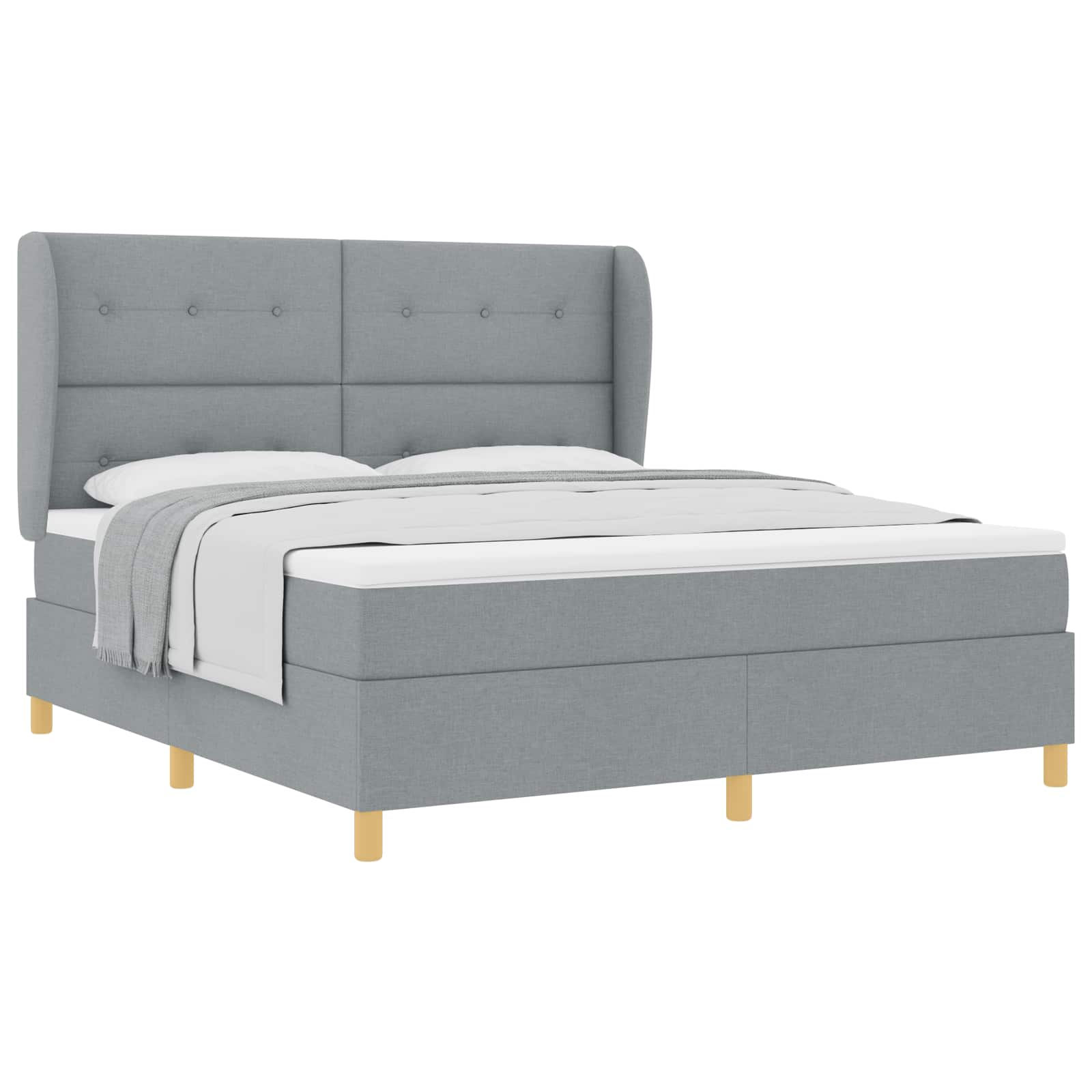 Boxspringbed met matras Lichtgrijs 200 x 180 cm Stof is nu te koop bij PeponiXL, paradijselijk wonen!