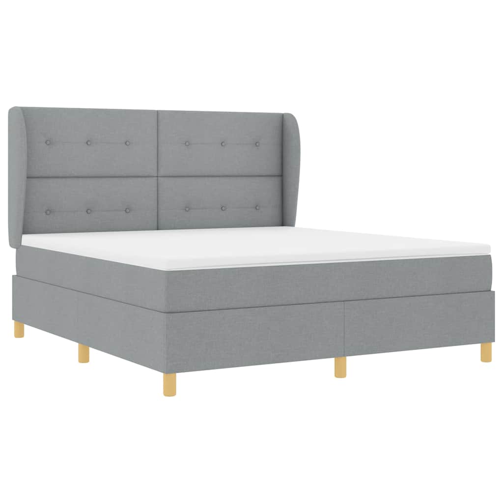 Boxspringbed met matras Lichtgrijs 200 x 180 cm Stof is nu te koop bij PeponiXL, paradijselijk wonen!
