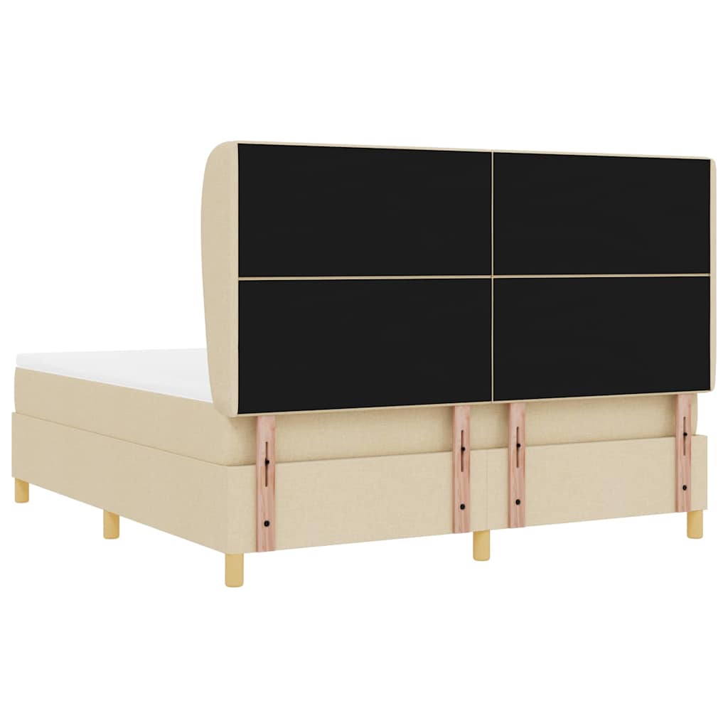 Boxspringbed met matras met hoofdeinde Crème 200 x 180 cm Stof is nu te koop bij PeponiXL, paradijselijk wonen!