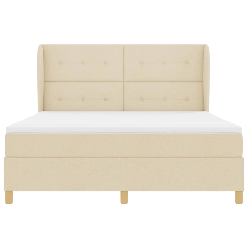 Boxspringbed met matras met hoofdeinde Crème 200 x 180 cm Stof is nu te koop bij PeponiXL, paradijselijk wonen!