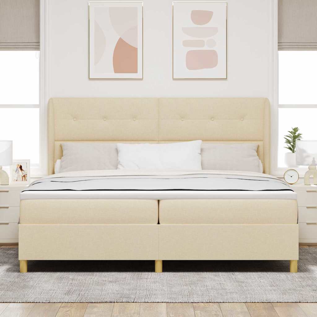 Boxspringbed met Matras Donkergrijs 90x190 cm Crème Stof is nu te koop bij PeponiXL, paradijselijk wonen!