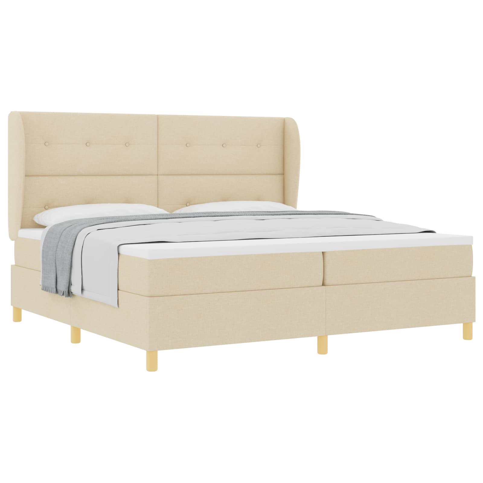 Boxspringbed met Matras Donkergrijs 90x190 cm Crème Stof is nu te koop bij PeponiXL, paradijselijk wonen!