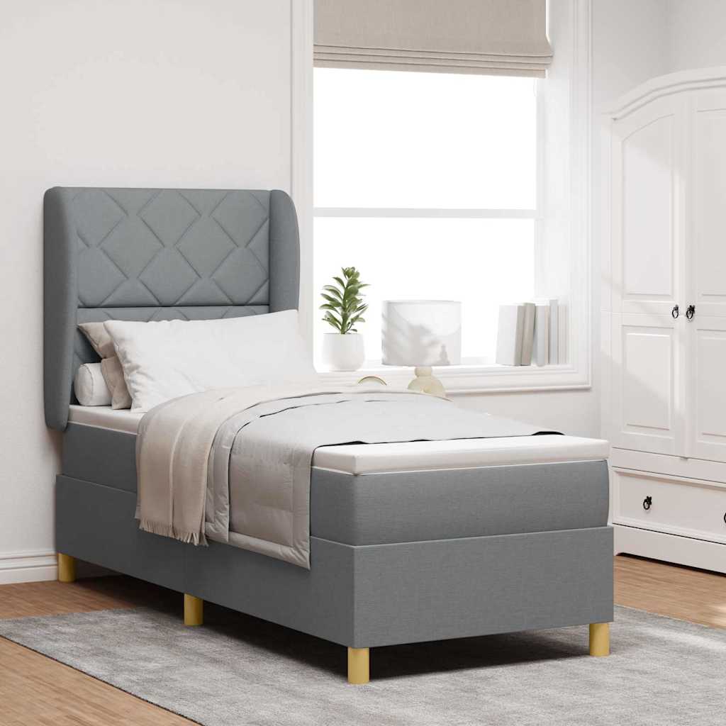 Boxspringbed met matras Lichtgrijs 200 x 80 cm Stof is nu te koop bij PeponiXL, paradijselijk wonen!