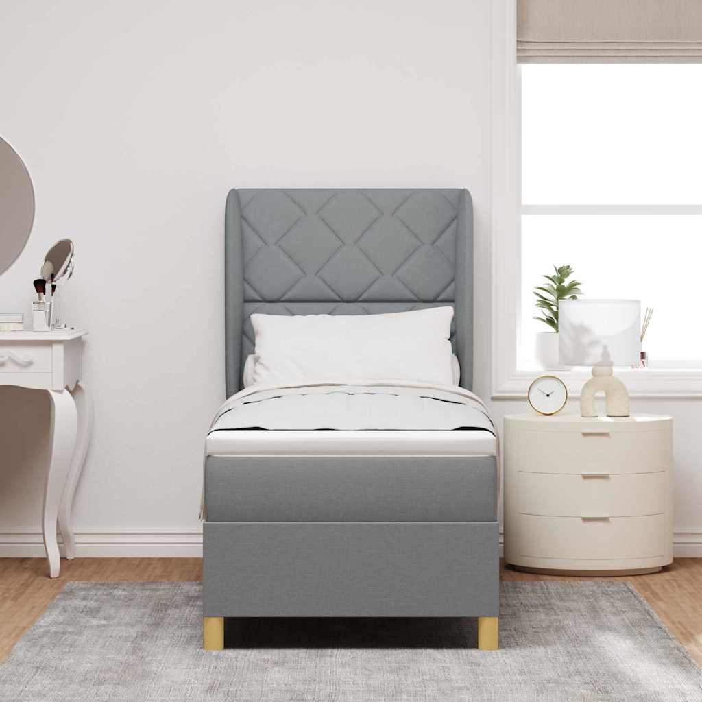 Boxspringbed met matras Lichtgrijs 200 x 80 cm Stof is nu te koop bij PeponiXL, paradijselijk wonen!