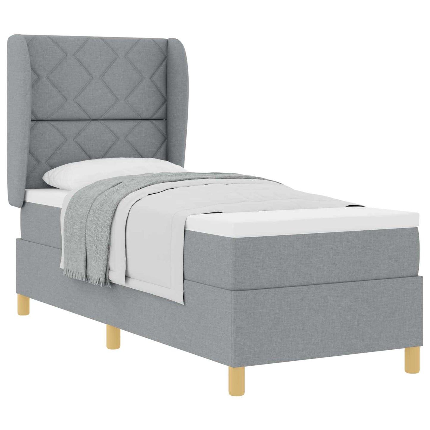 Boxspringbed met matras Lichtgrijs 200 x 80 cm Stof is nu te koop bij PeponiXL, paradijselijk wonen!