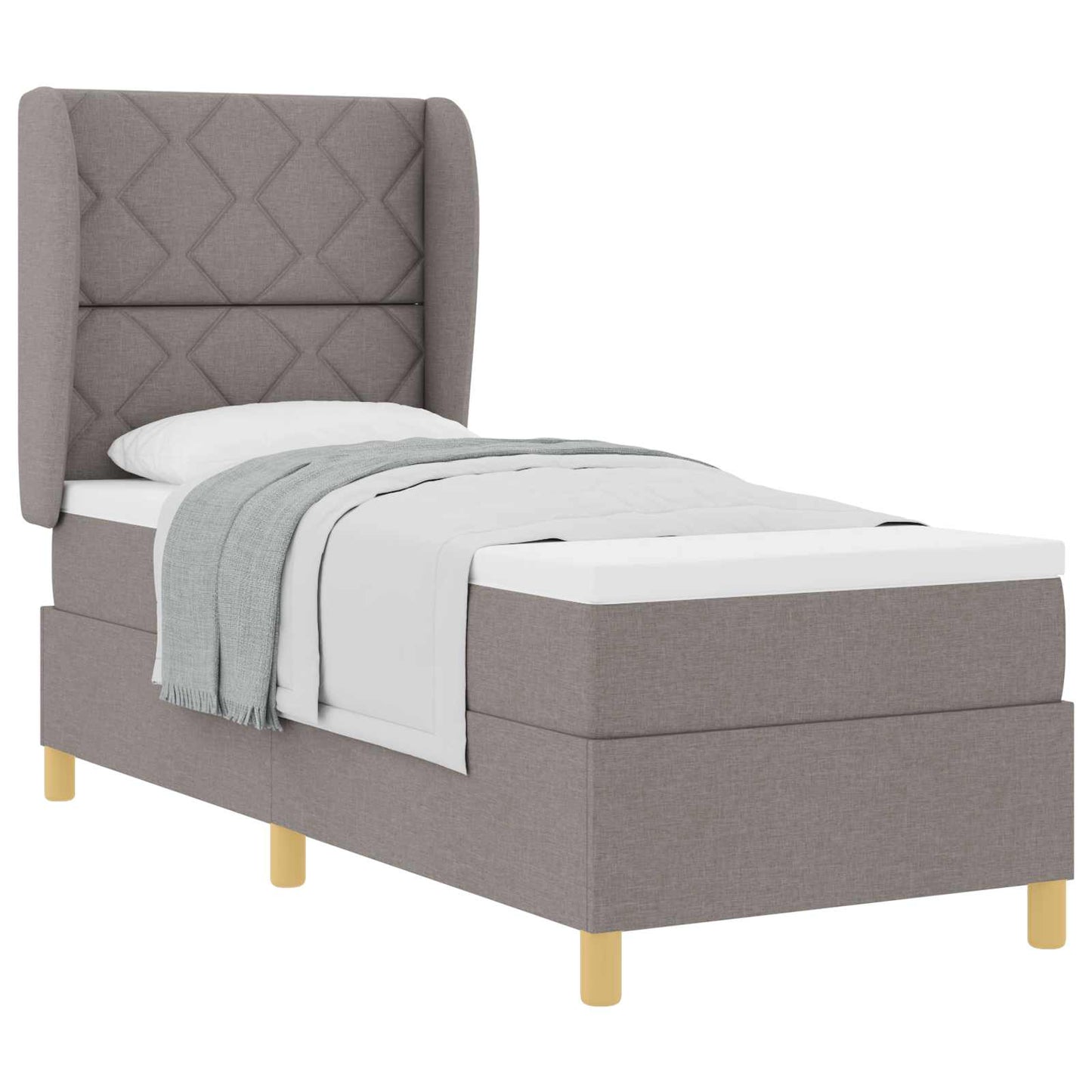 Boxspringbed met matras met hoofdeinde Taupe 200 x 80 cm Stof is nu te koop bij PeponiXL, paradijselijk wonen!